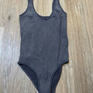 Aura Charcoal Ribbed Bodysuit